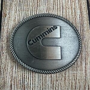 Vintage Cummins Dodge Diesel Logo Oval Belt Buckle Rope Border